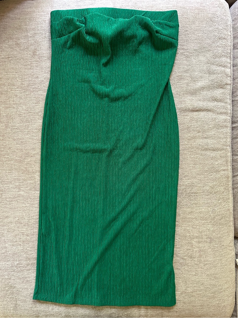 Strapless Ribbed Green Midi Maxi Dress